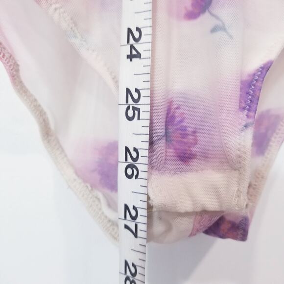 Intimately Free People Floral Print Ruffle Lace Bodysuit Blouse Long Sleeves - Picture 7 of 16